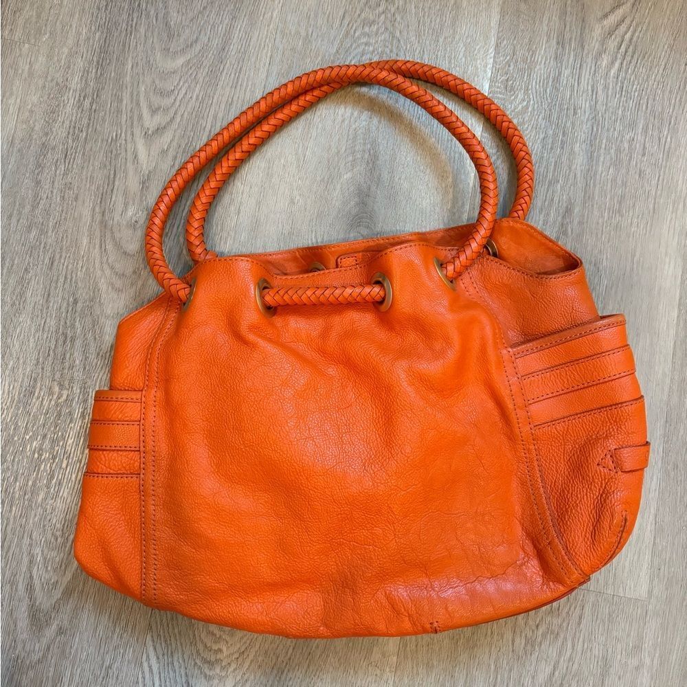 Cole Haan cobalt Orange shoulder satchel